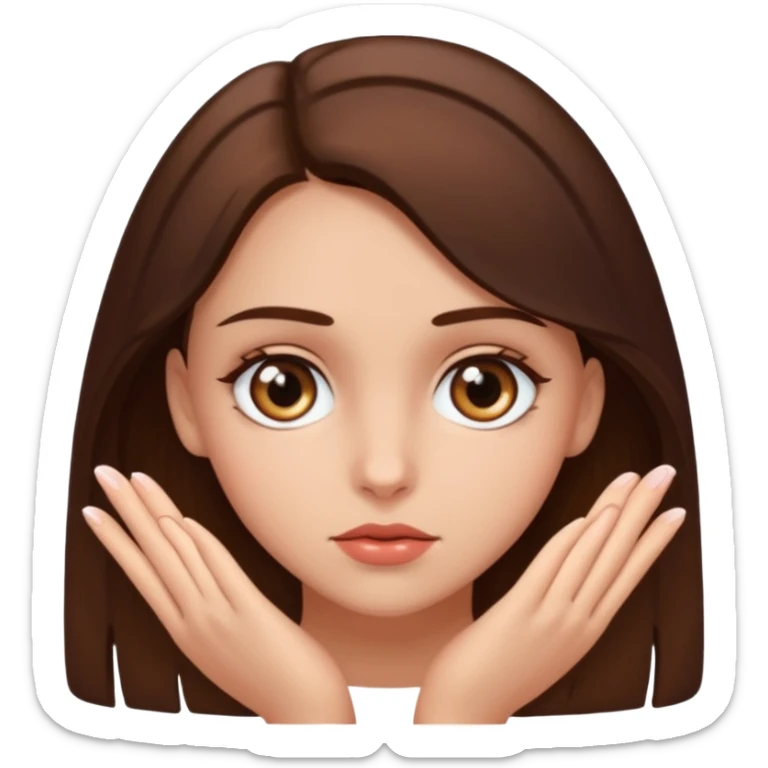 Fais moi une fille brune avec les yeux marrons, qui ce mort un doigt avec un regard coquin. sticker