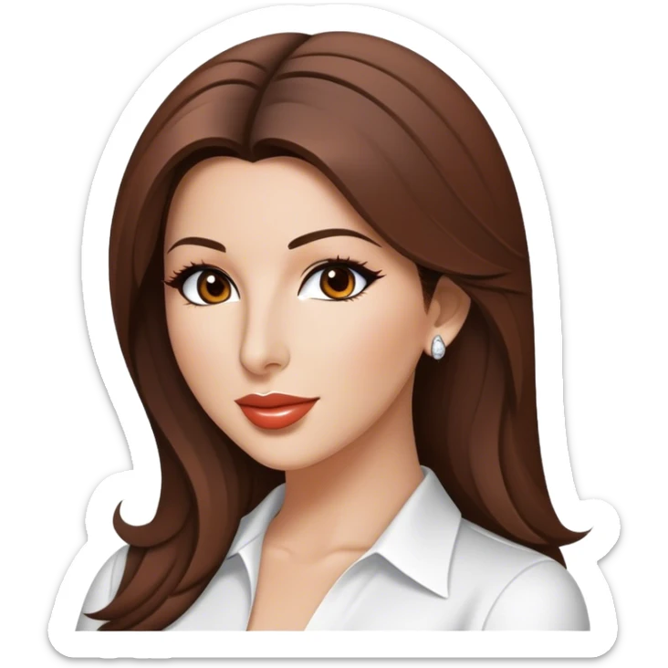 Cinematic Realistic Nancy Ajram Pop Culture Emoji, depicted with a charismatic modern portrayal of the celebrated singer rendered with crisp detail and energetic lighting. sticker