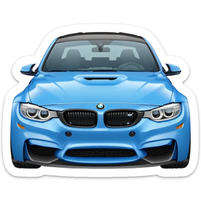 Make me an emoji with a blue bmw M3 and some kind of sign that says ‘W LZR’ sticker