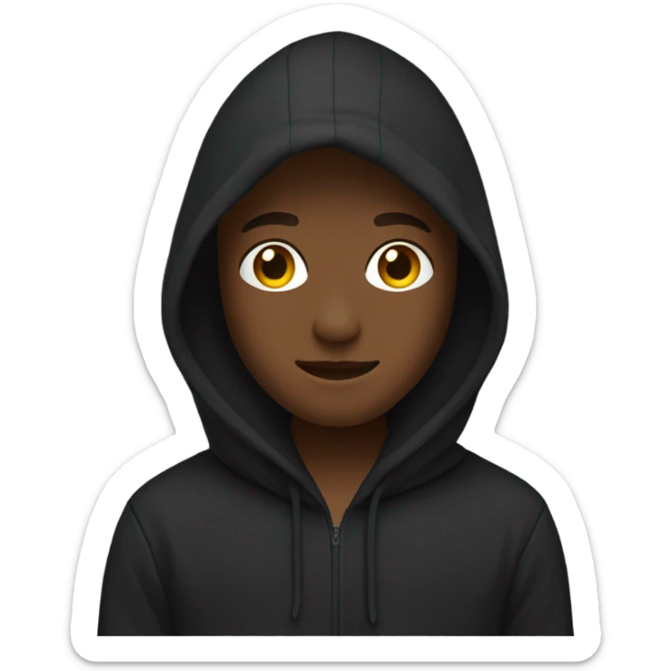 “Black hoodie emoji, minimalist style, simple design with a hood, long sleeves, and no logos or patterns, transparent background.” sticker