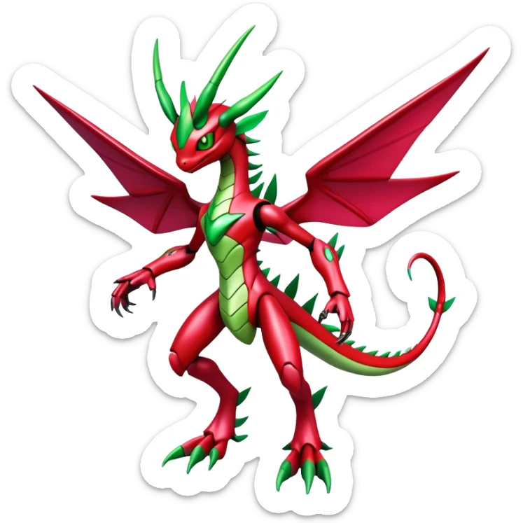  Cool Edgy Shiny Futuristic Ethereal Legendary Scizor-Digimon-Schyther-Flygon-hybrid full body sticker
