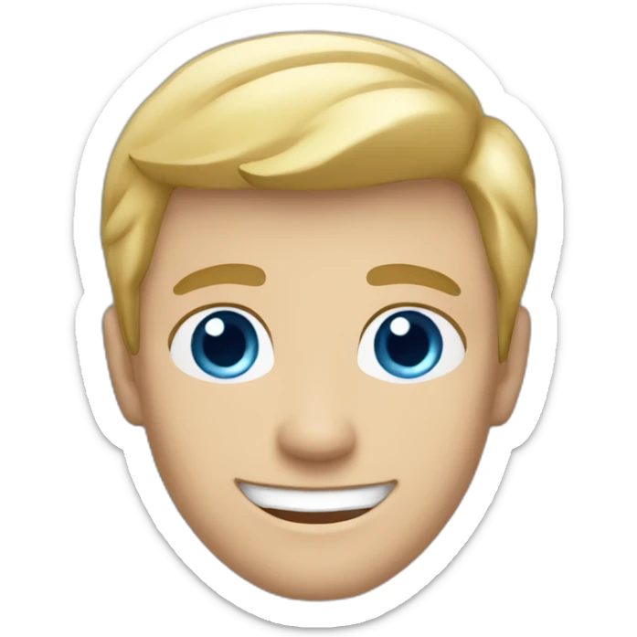 A Caucasian Adult Male, Blonde Hair, Blue Eyes, Smile, sticker