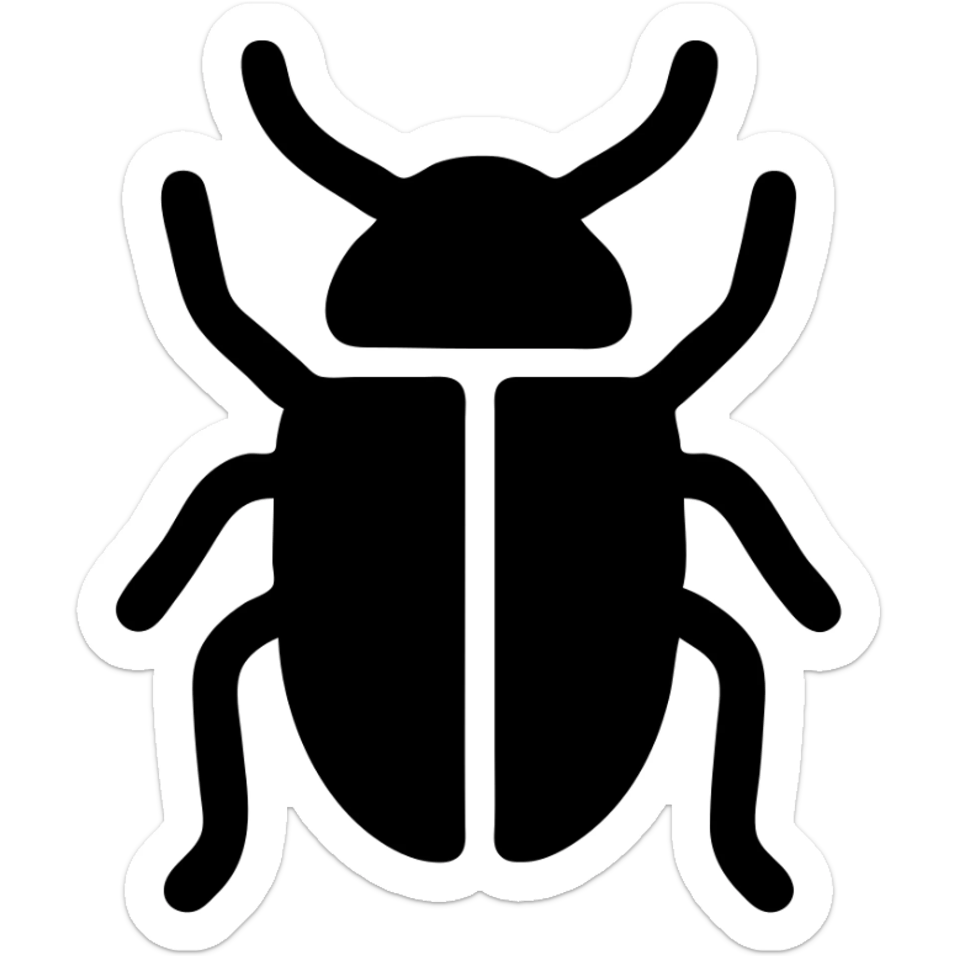 a blue beetle with a yellow body and black legs and arms, minimal flat icon sticker