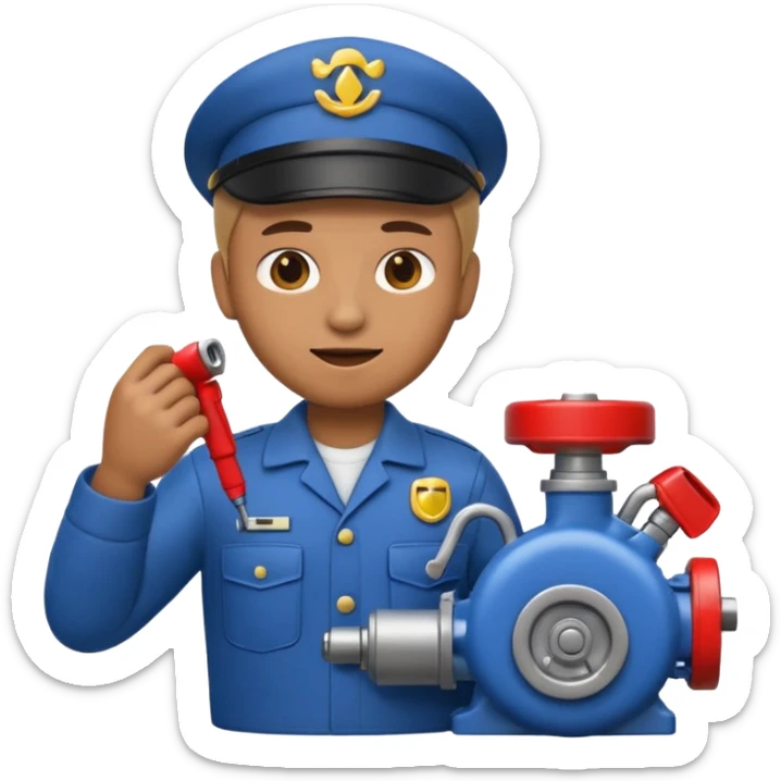 A 3D emoji with a Memoji style that the depicts a person who is learning to become a mechanic as his highchool extended profile sticker