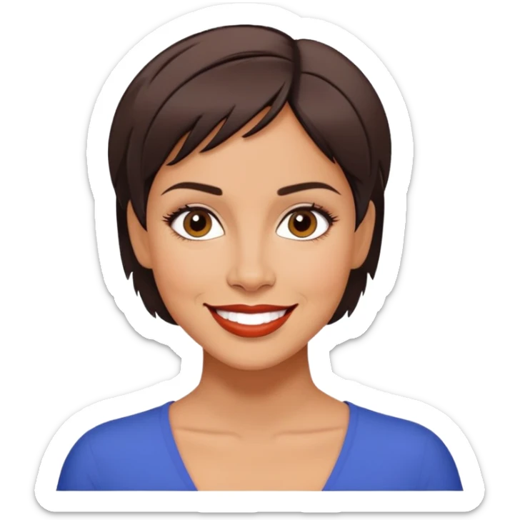 Marian Pabón, Puerto Rican actress with characteristic short hair, friendly smile, expressive face, Latina features sticker