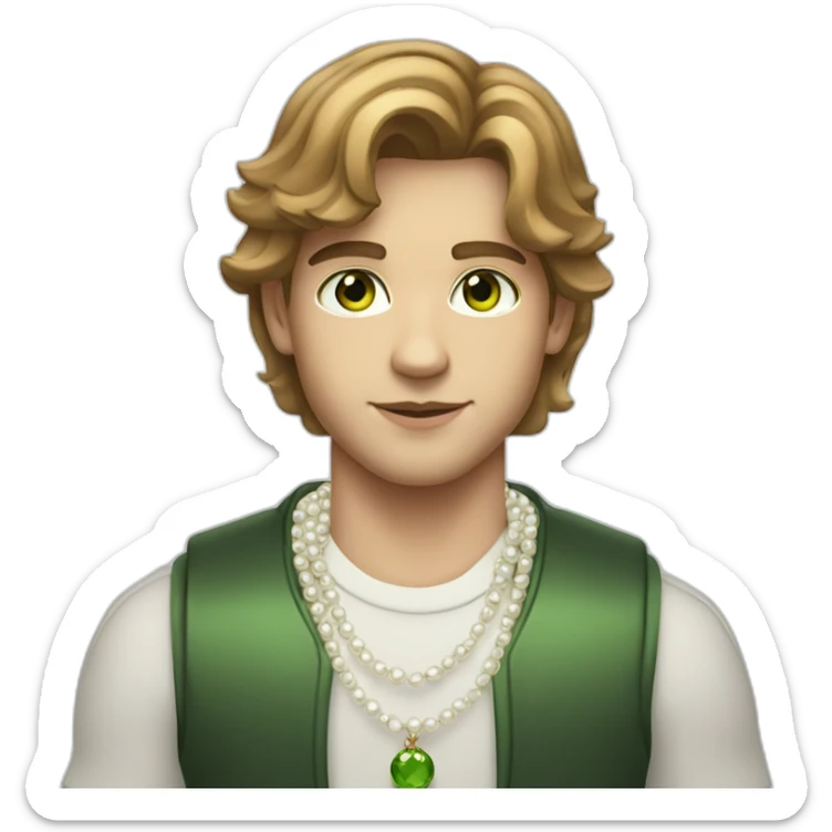 Posh-gym-boy-with-pearl-necklace-and-green-eyes-and-brown-hair sticker