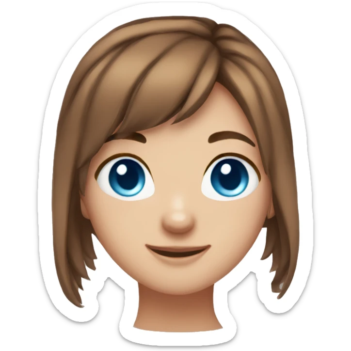 Thank you girl emoji brown hair blue eyes cat ears sticker