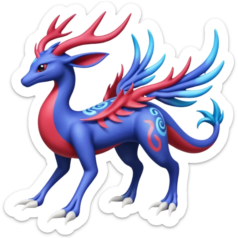 Xerneas-Kyogre-Suicune-Lugia-Fakémon-hybrid-creature (full body)  sticker