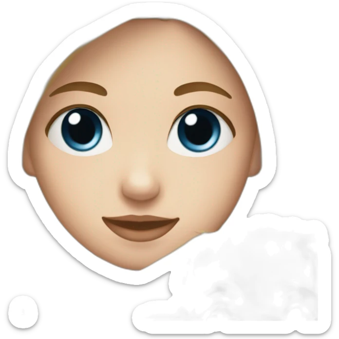 girl with straight blonde hair and blue eyes holding a black fluffy puppy sticker