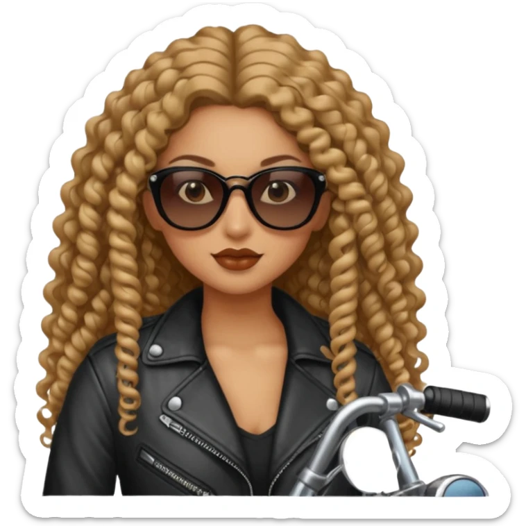 Biker Gang with Sunglasses,girl, long curly hair, sunglasses sticker