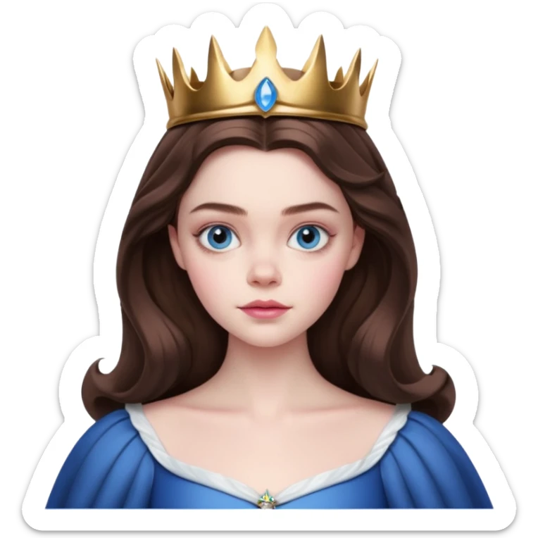 Elle fanning as princess Aurora in Maleficent but with chocolate brown hair and blue eyes, slightly bigger pink lips. and looking 25 years old sticker