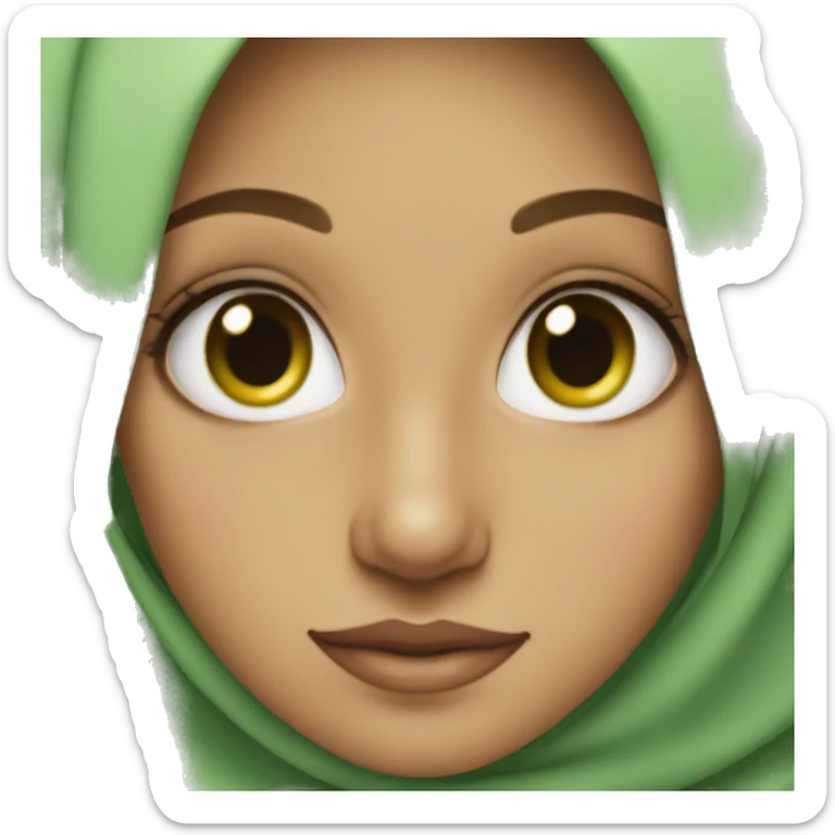 A hijabi girl with green eyes and freckles  sticker