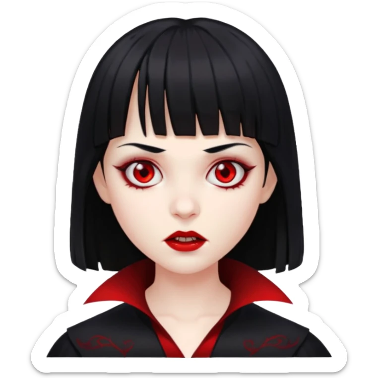 quero a foto de uma vampira com franja de cabelo preto sticker