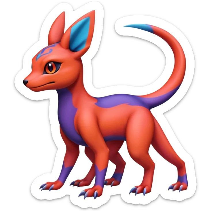 Cute Exotic Colorful Guilmon-Salandit-Umbreon-Fakémon-hybrid-creature (full body)  sticker