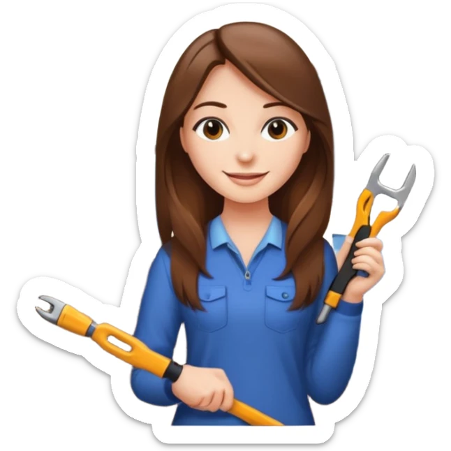 beautiful girl with long brown hair constructing new lounge room area with flat screen tv and couch sticker