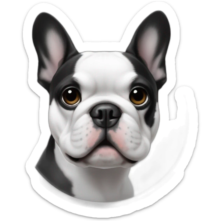 French-bulldog-Black and white with a circled black mark on the center of his head sticker