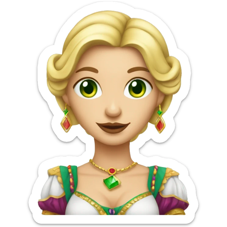 Blonde green-eyed fortune teller dressed as a gypsy holding a deck of cards sticker
