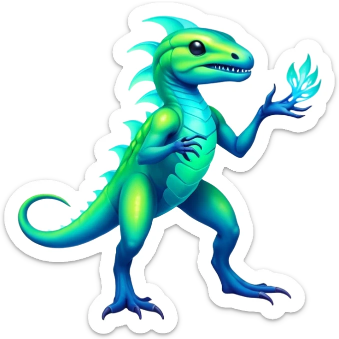 Tropical futuristic lush neon Fionbri-Vernid-creature (full body) sticker