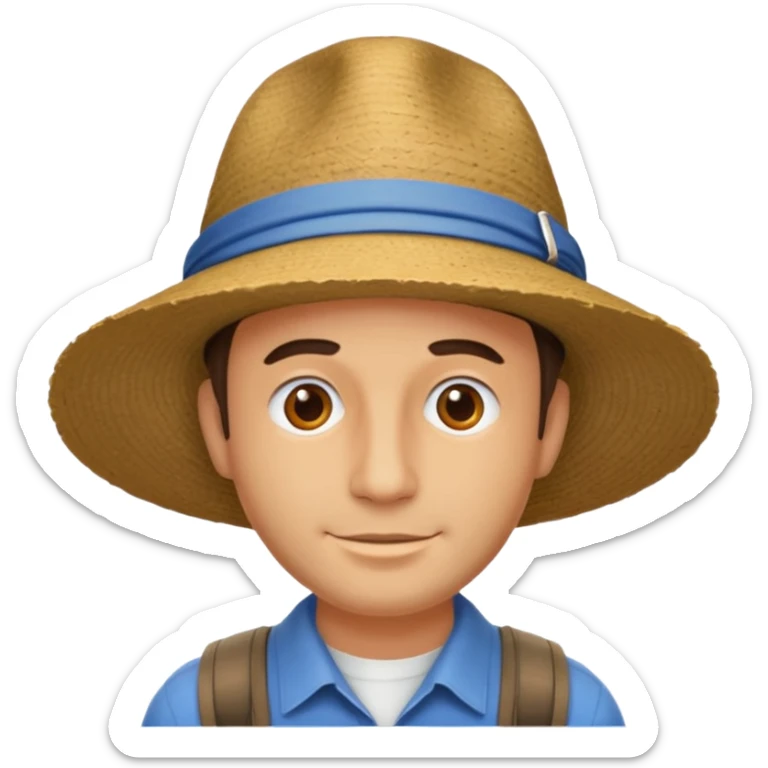 Visage homme créole réunionnais avec chapeau arrive avion sticker