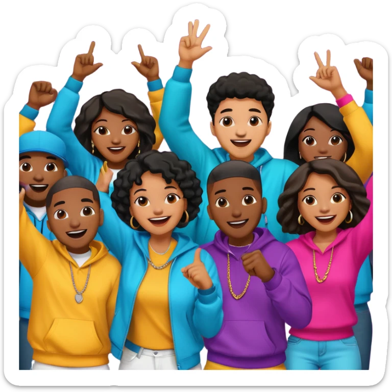 Crowd of fans consisting of African American men and African American women at hip hop rap concert sticker