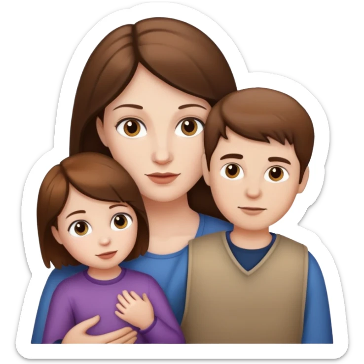 woman, man and child white skin and all brown hair sticker
