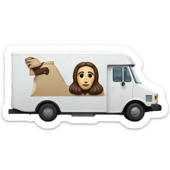 Side view of 1976 very long mail delivery truck shaped like Princess Leia sticker