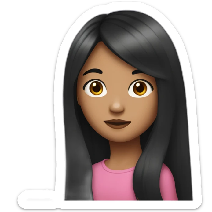 11 years old girl with long black hair and slightly tanned skin  sticker