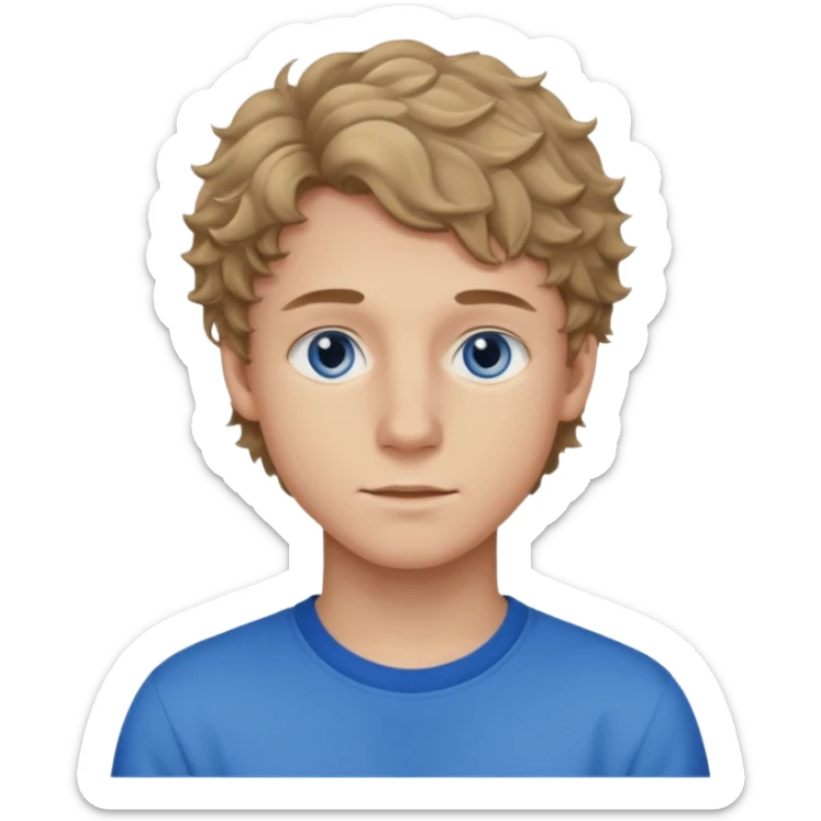 20 year old boy with slightly curly dark blonde hair and blue eyes with 20 year old girl with brown hair and blue eyes (girl is brunette (straight hair), boy is blonde.) BLONDE BOY sticker