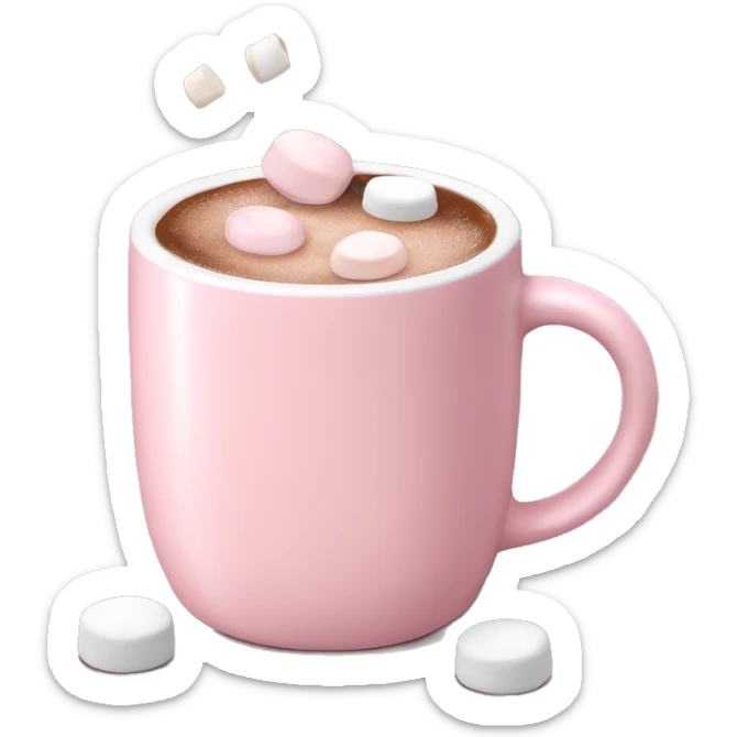 Light Pink mug of hot chocolate with marshmallows  sticker