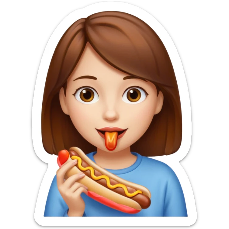 girl with brown hair smoking a hotdog  sticker