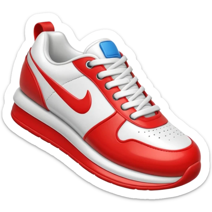 3D Apple-style emoji of a sneaker pressing down on the ground, showing the sole clearly. Rounded, glossy, smooth, soft shadows, white background. sticker