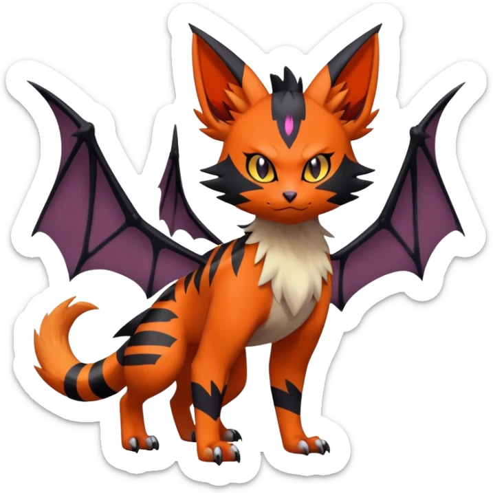 Noivern-Litten-Zorua-Torracat-Fakemon-hybrid full body sticker