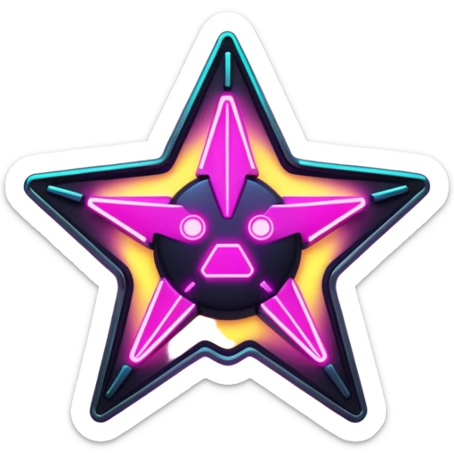 neon cyberpunk style star sticker