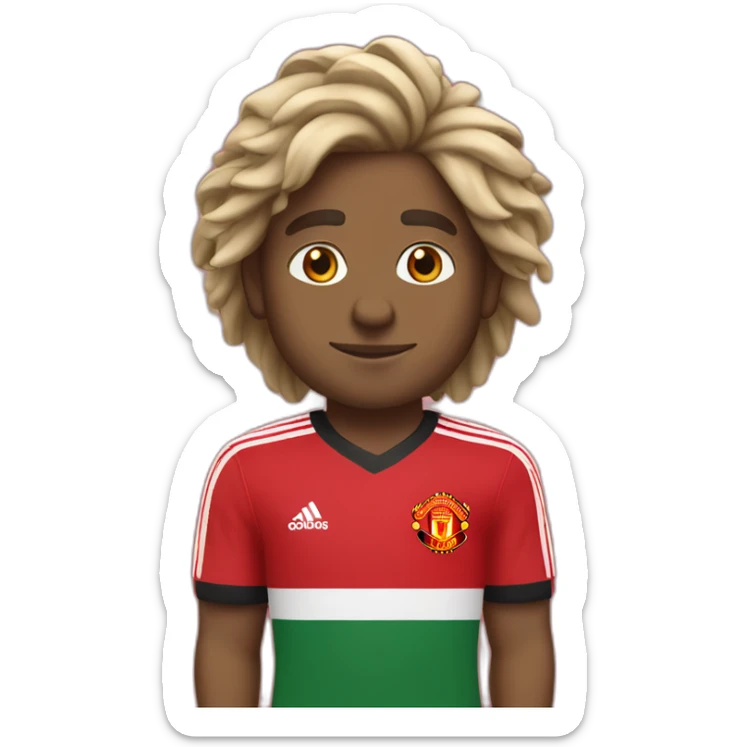 Indian south african with nice hair in Manchester united shirt sticker