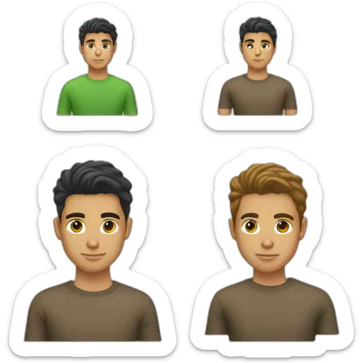 Chico adolescente flaco, alto, pelo castaño, ojos verdes, de piel blanca sticker