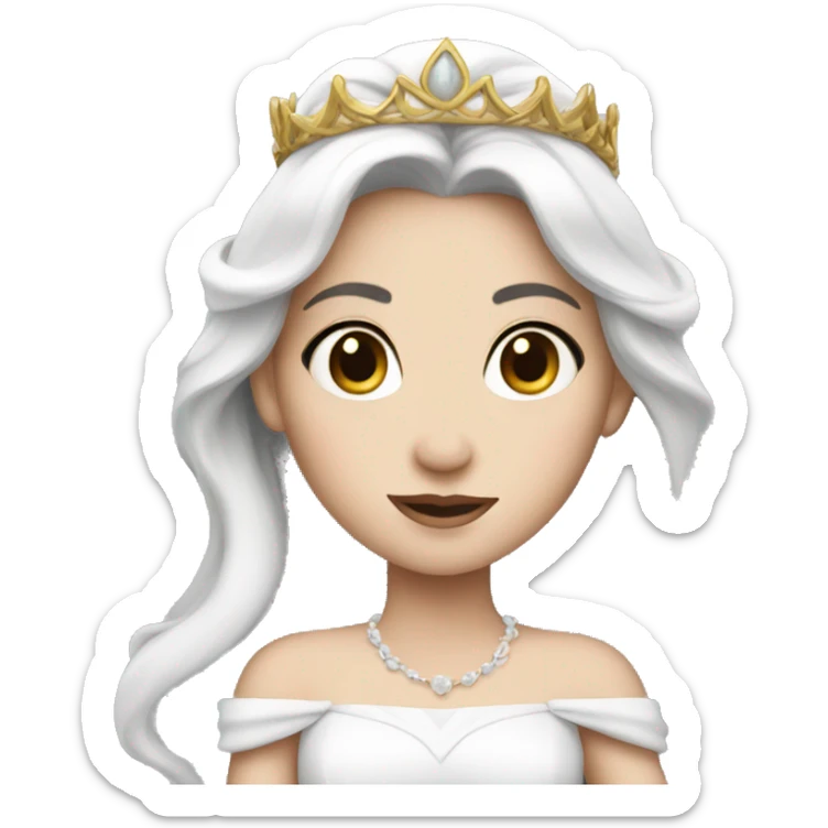PRINCESS WITH WHITE SKIN , DARK HAIR AND WHITE DRESS sticker