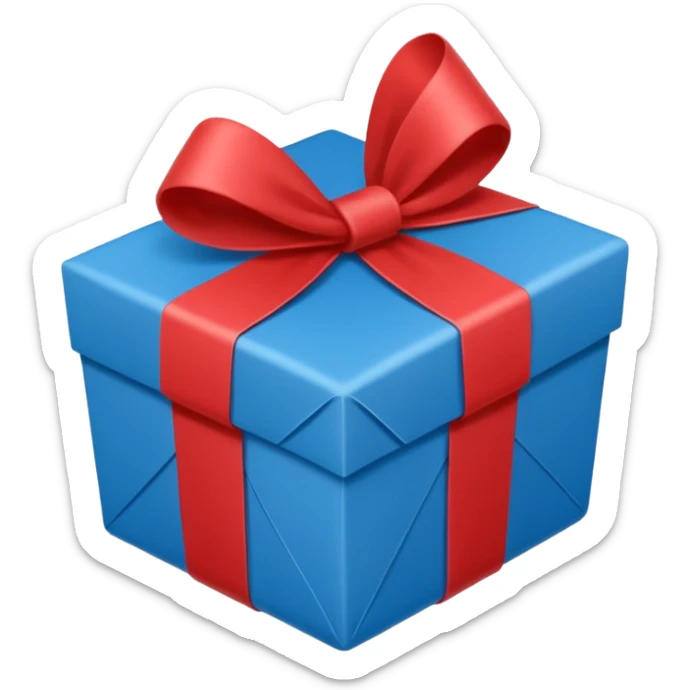 Cadeau rouge et bleu et avec dessus un étiquettes avec marqué en texte  : cadeau à la clé sticker