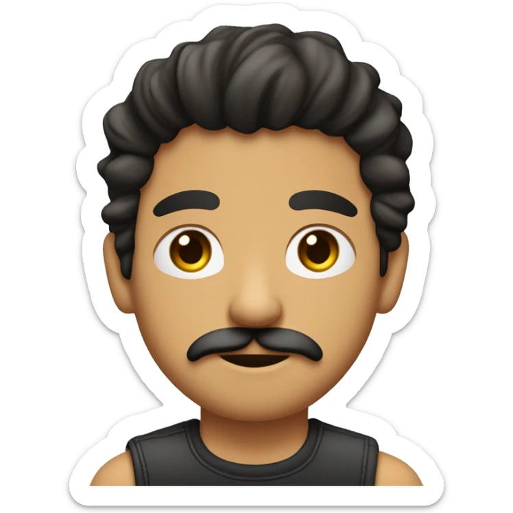 chico joven moreno con pelo liso, ojos color miel, bigote, y perilla, con dilataciones en las orejas y un piercing en la nariz sticker