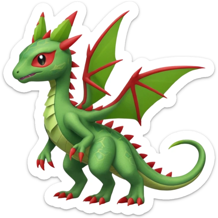Sceptile-Larvitar-Axew-Peppercat-Koraidon-Flygon-fusion, full body sticker