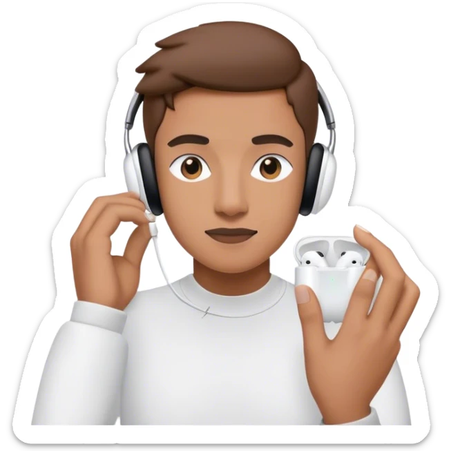 Person listening to music via apple airpods sticker
