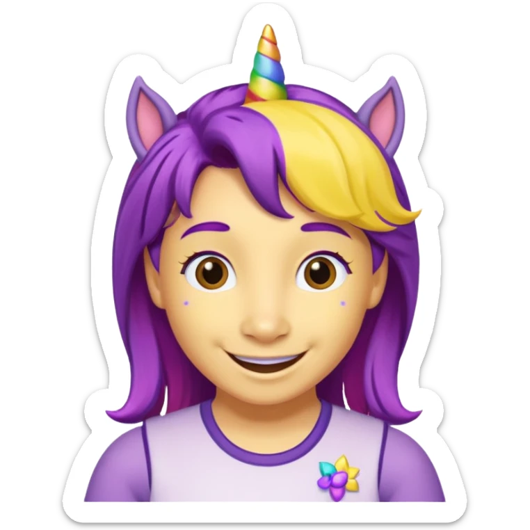 Shirley Shawn the Unicorn from The Wiggles with yellow skin with purple hair sticker