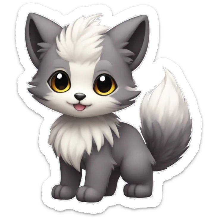  High quality Cute Cool Kawaii edgy Pretty Chibi Fantasy Fur-Sona Fakemon Animal Full Body sticker