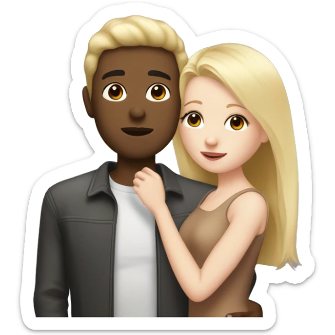 A blonde girl with pale skin kisses a light-skinned guy with dark hair sticker