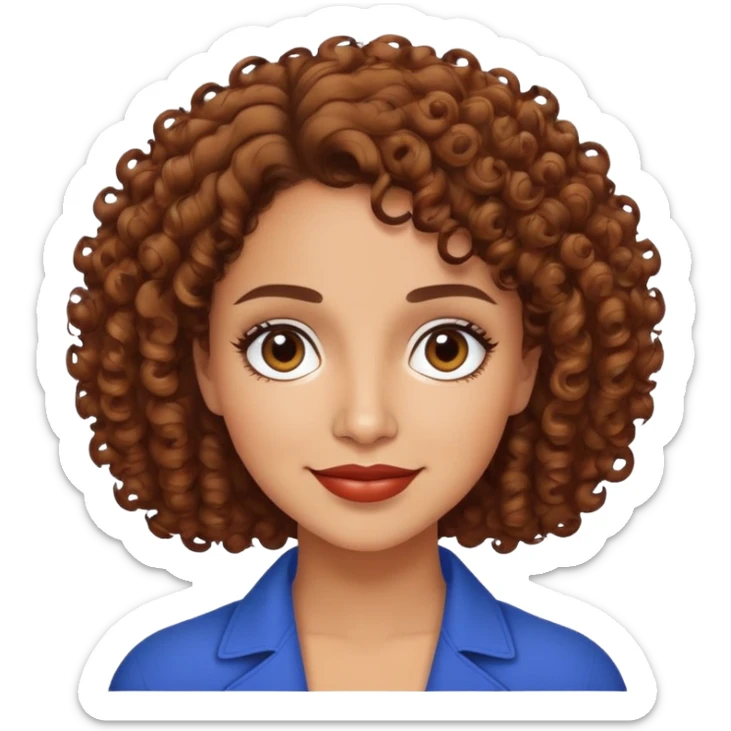 Puerto Rican actress Marian Pabón with short curly hair, expressive eyes, warm smile, middle-aged Latina woman sticker