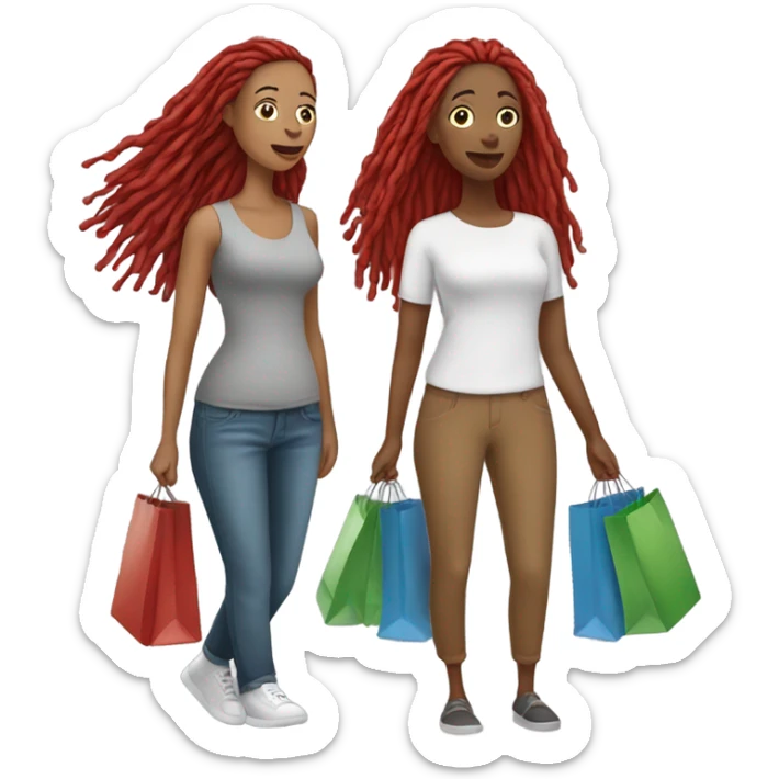 Woman with red locs , woman with gray locs shopping sticker