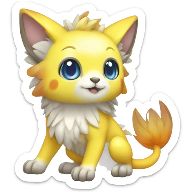 Cute cool shiny colorful animal hybrid Fakemon full body sticker