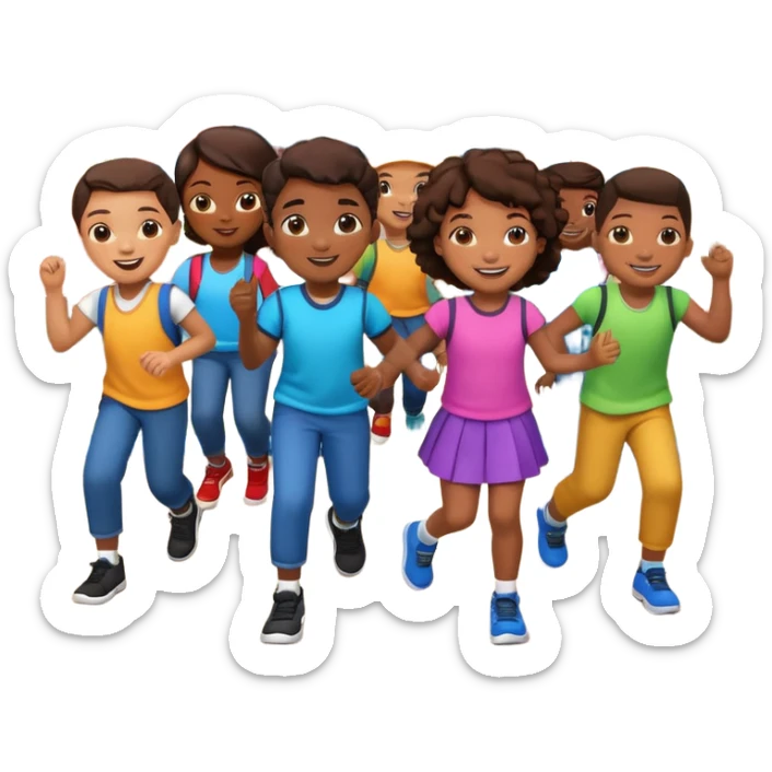 Group of African American kids playing on school playground in urban neighborhood sticker