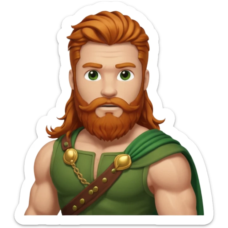 Hercules, Hero God from Rome Mythology with long ginger hair and beard, green and brown outfit sticker
