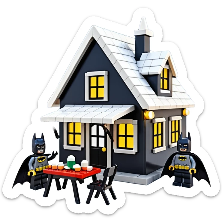 Ultra cute Lego Haunted Batman dream house Caravan with picnic table and folding chairs at Christmas  sticker