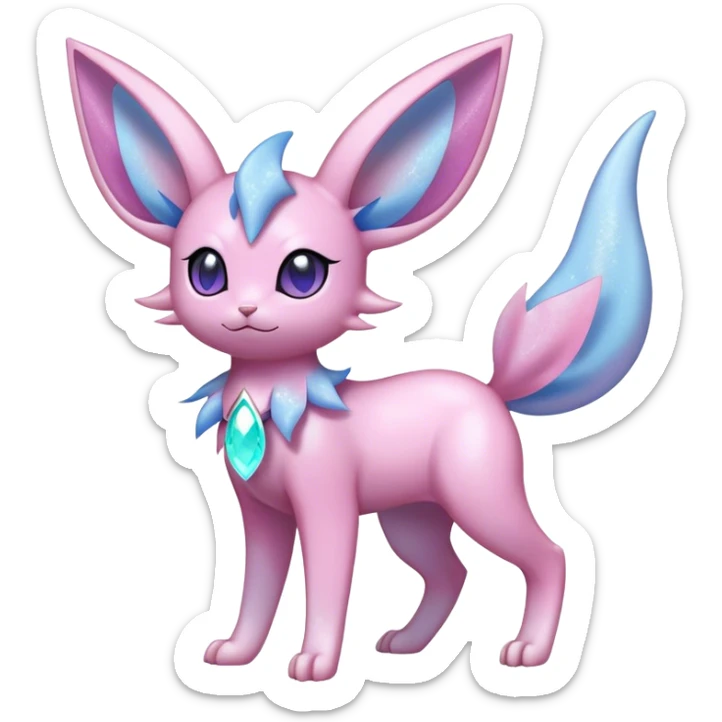 Shiny Cool Sparkly Cute Ethereal Espeon-Sylveon-Nidorino-Fakemon-hybrid-fusion- full body sticker